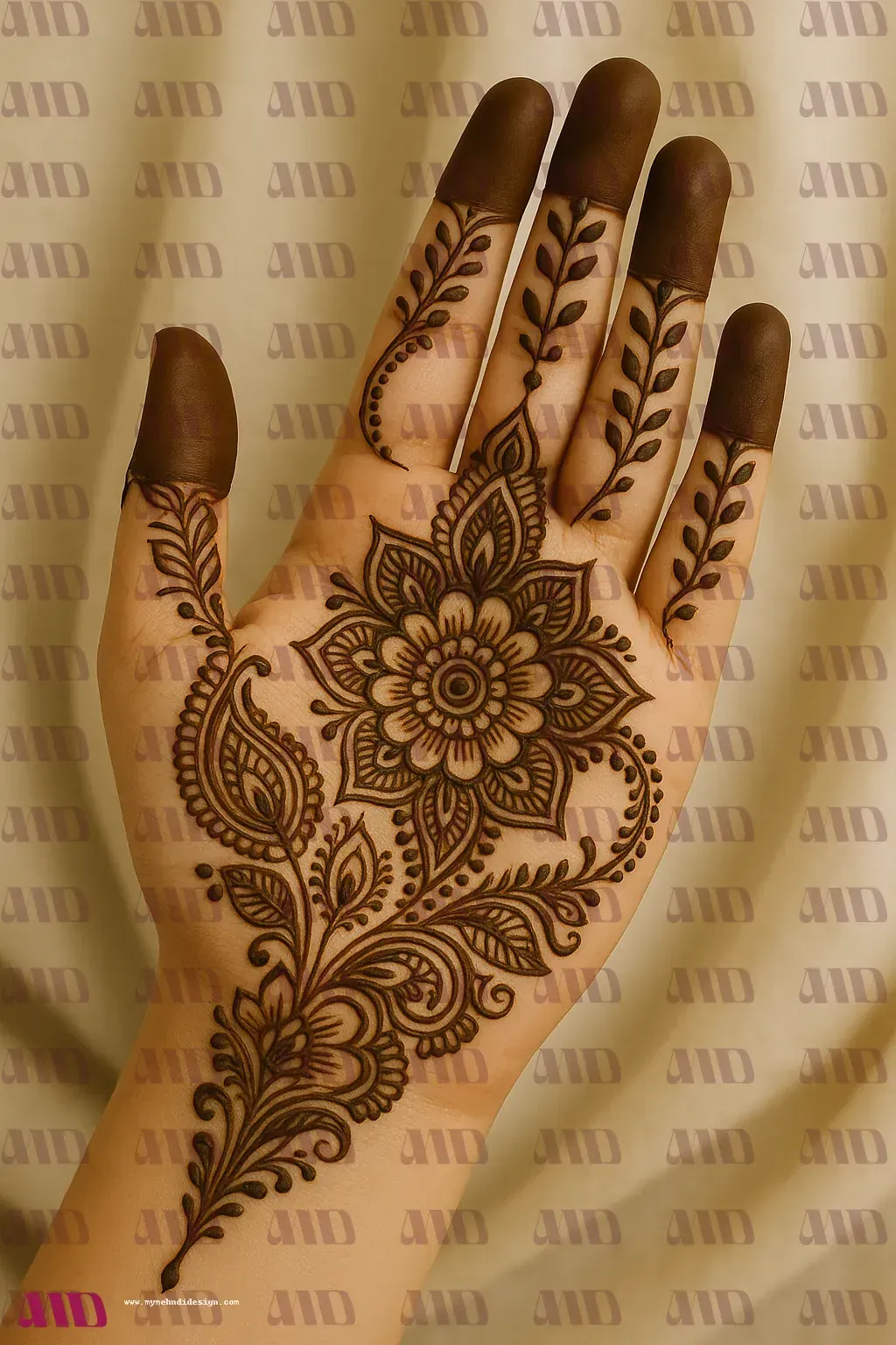 Bold Tips Back Hand Mehndi Design