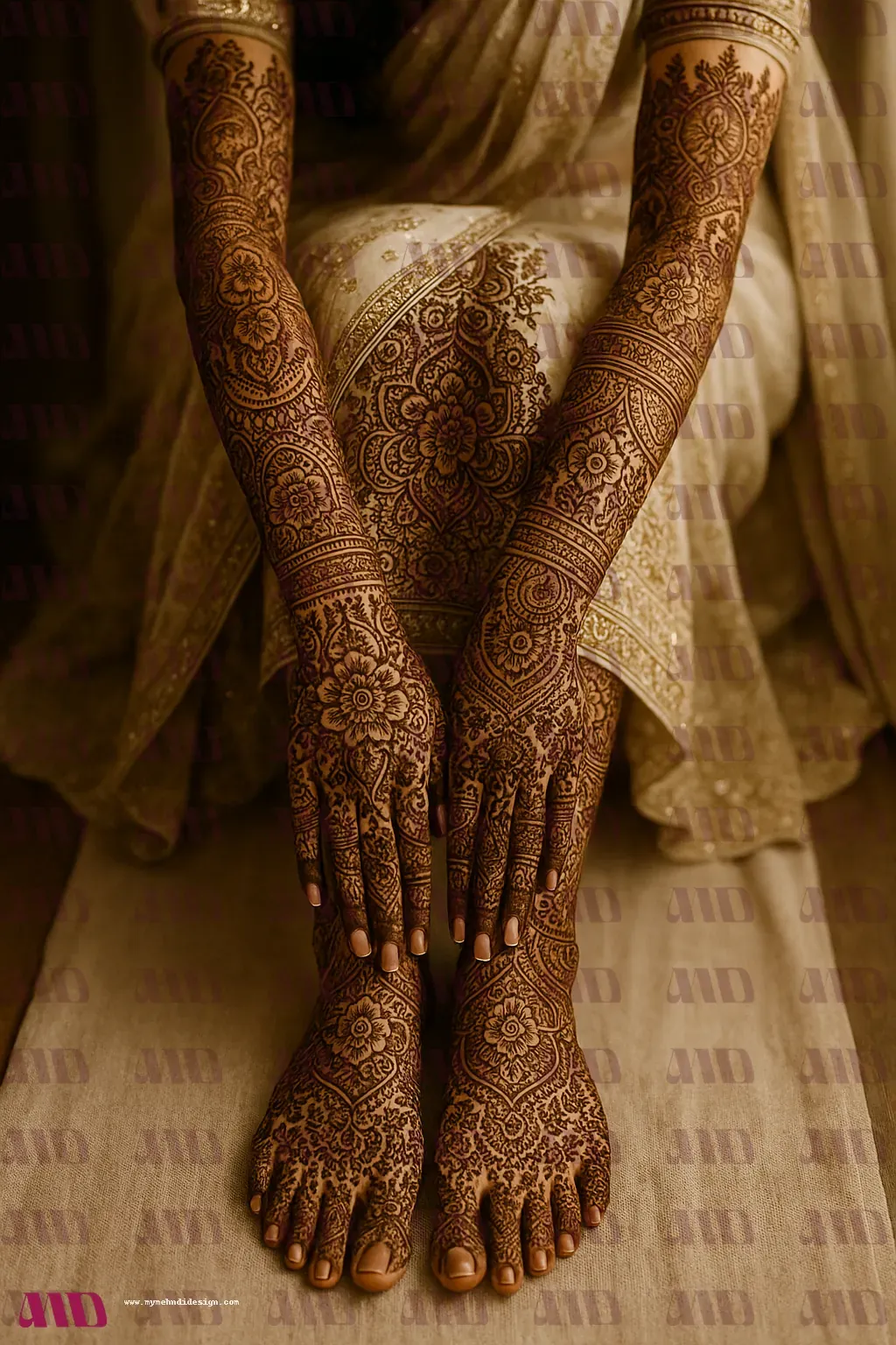 Netted Back Hand Mehndi Design