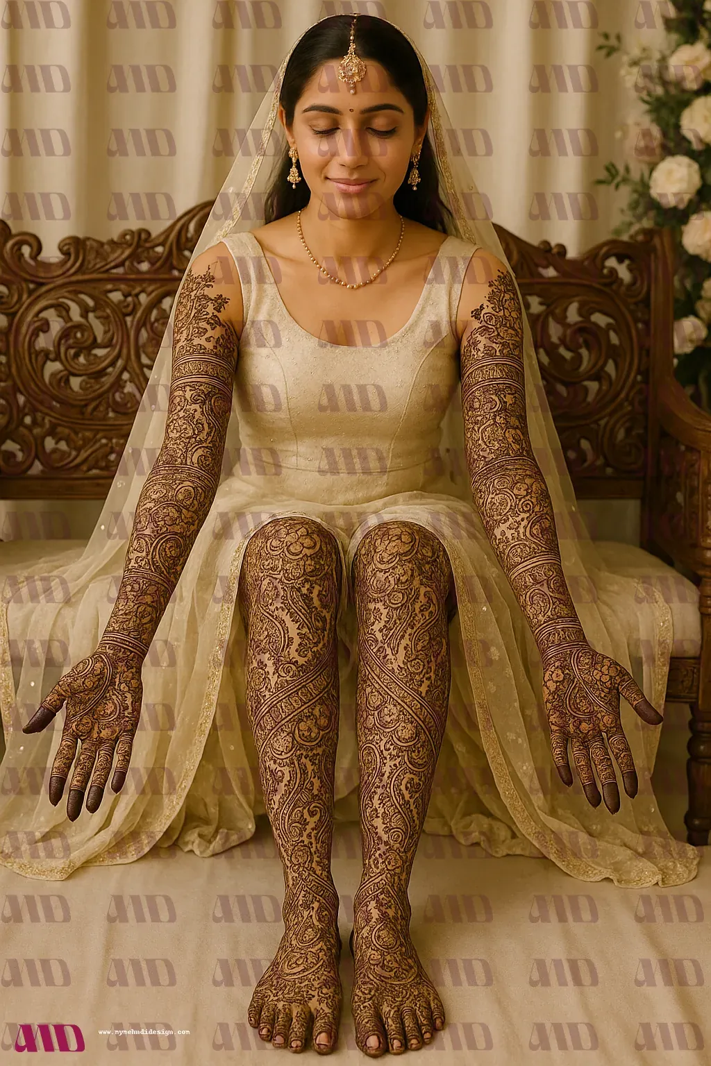 Half Hand Fill Mehndi Design